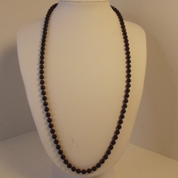 Vintage Oops A Daisy Black Gold Jade necklace Round Beads - Picture 1 of 6